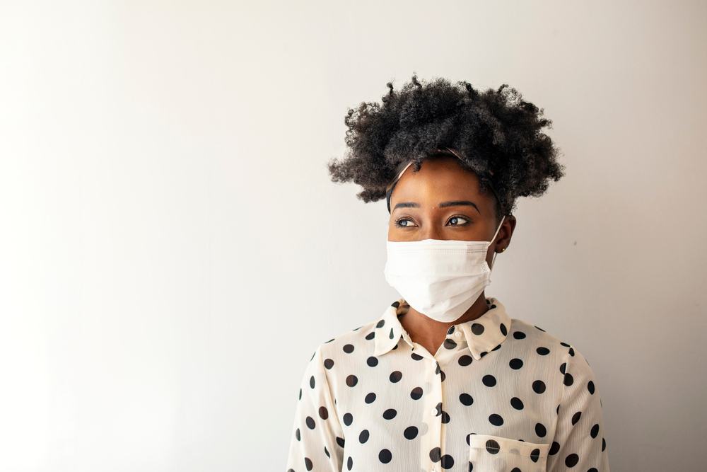 Masked,Woman,-,Protection,Against,Influenza,Virus.,African,-,American