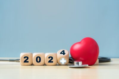 Happy,New,Year,2024,For,Health,Care,And,Medical,Concept.wooden